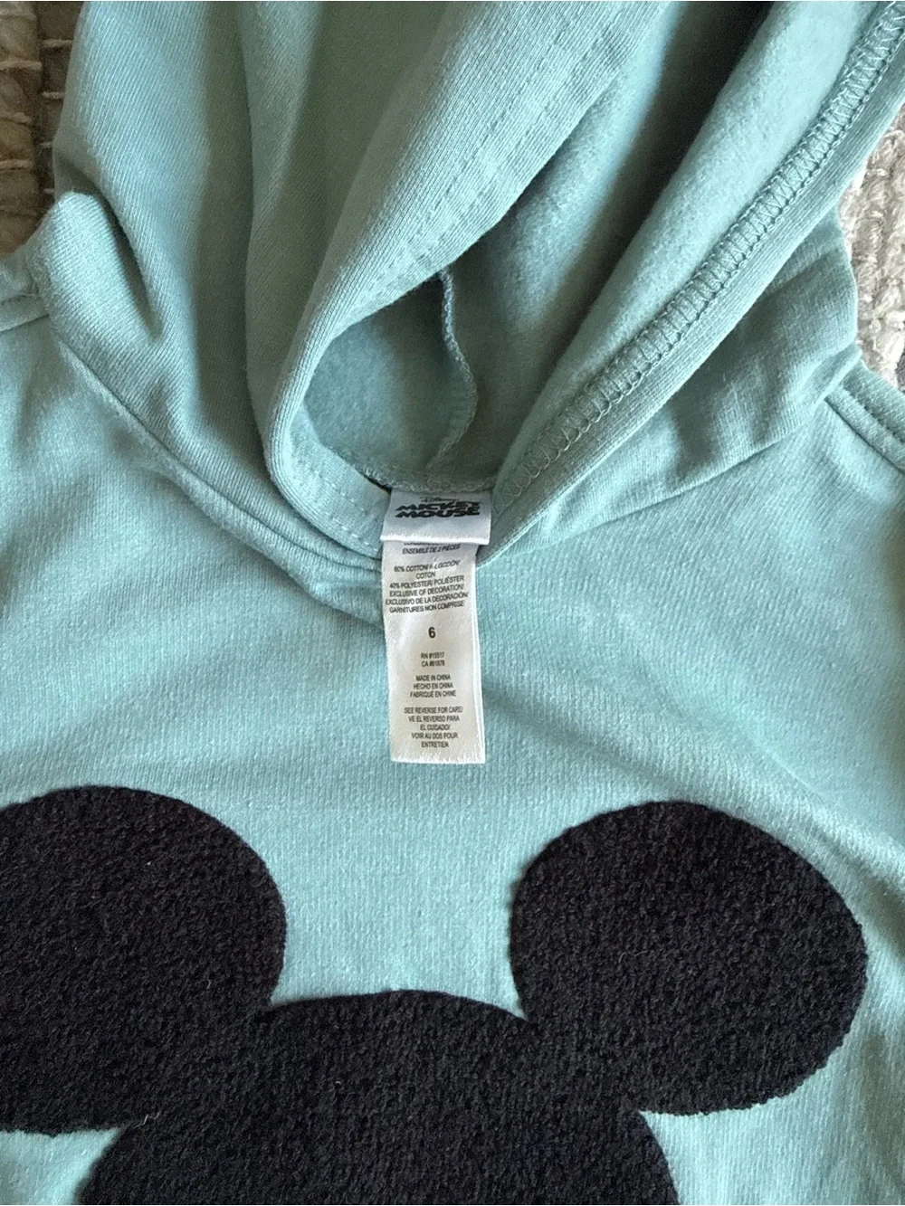 Disney Mickey Mouse Mint Green Girls Top